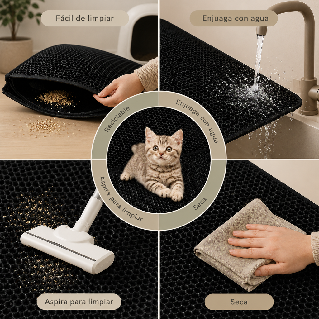 CatZen™ CleanStep | Alfombra Atrapa Arena para Gatos
