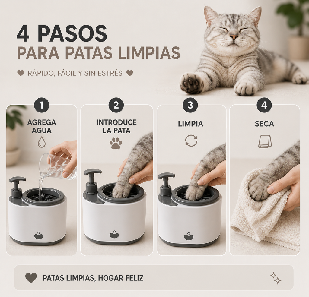 LimpiaPatas CatZen™ CleanPaws | Estación Limpiadora de Patas para Perros y Gatos