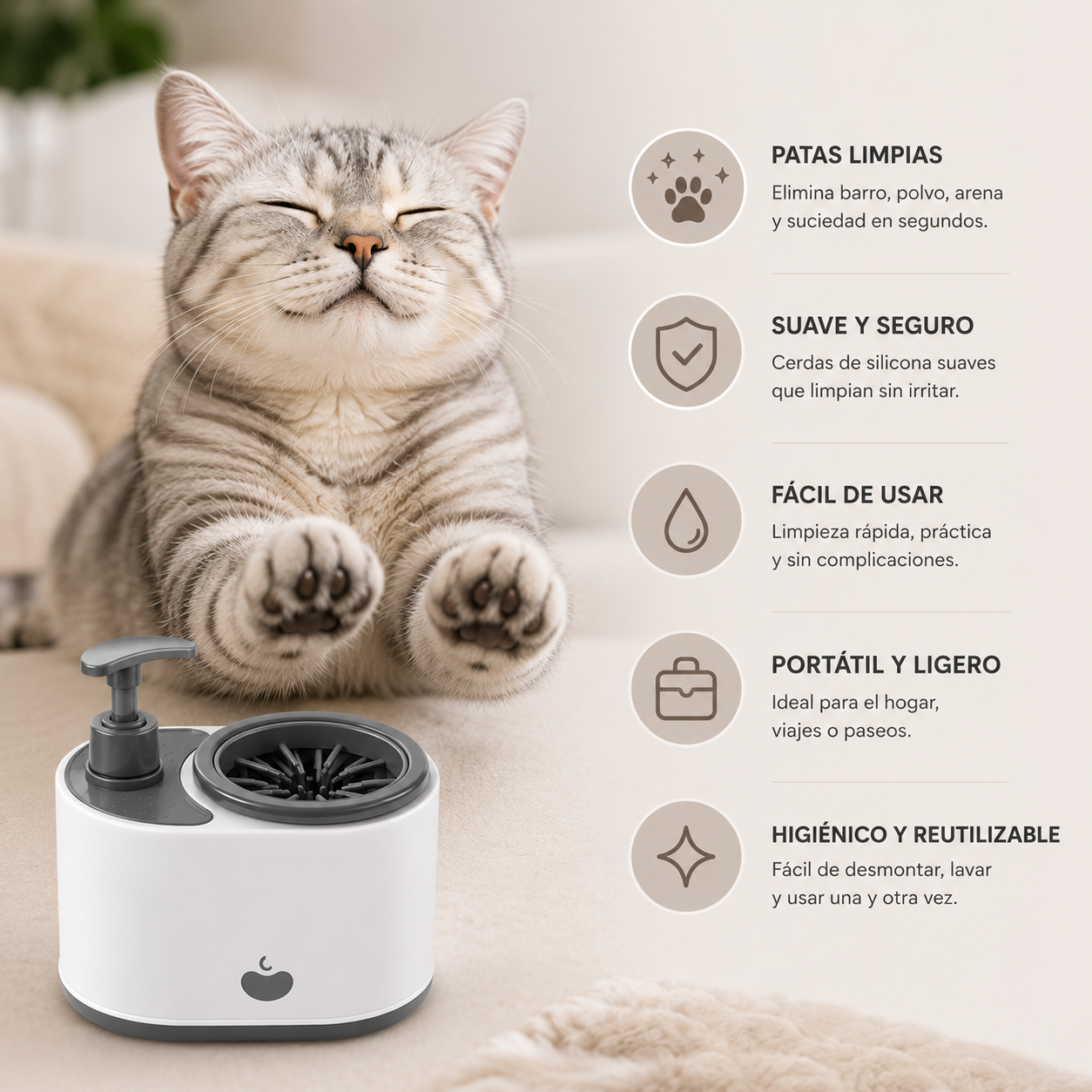LimpiaPatas CatZen™ CleanPaws | Estación Limpiadora de Patas para Perros y Gatos